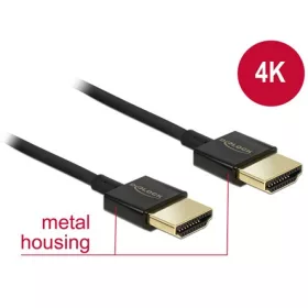 Delock HDMI 2.0 M/M video jelkábel 0.5m fekete slim premium