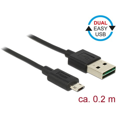 Delock Kábel, EASY-USB 2.0-s A-típusú csatlakozódugó > EASY-USB 2.0-s Micro-B típusú csatlakozódugó