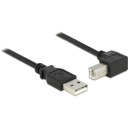 Delock KAB Delock 84809 USB A dugó > USB 2.0 B dugó derékszögű kábel - 0,5m - Fekete