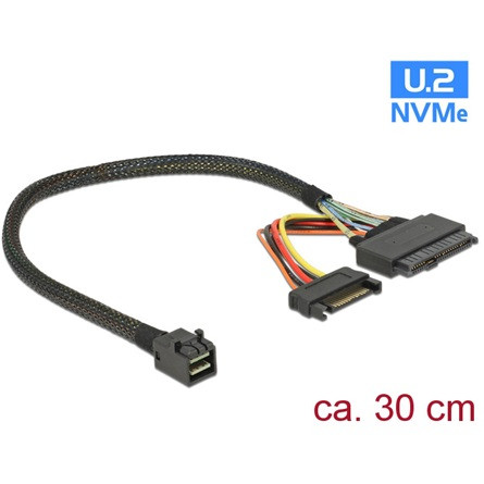 Delock SAS mini SFF-8643 -> SAS SFF-8639 F/F adatkábel 0.3m fekete