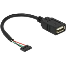   Delock USB-A Pinheader 5pin -> USB-A 2.0 F/F adatkábel 0.15m fekete