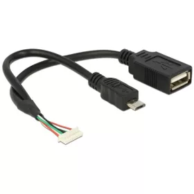   Delock USB-A Pinheader 8pin -> USB-A 2.0 USB-B 2.0 micro F/F adatkábel 0.15m fekete