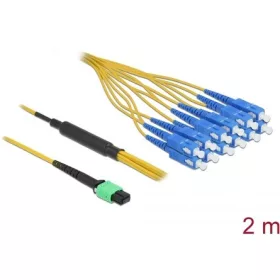   Delock MPO -> 12db SC Simplex F/M adatkábel 2m sárga Single-mode, 9/125 µm