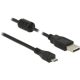 Delock USB-A 2.0 -> USB-B 2.0 micro M/M adatkábel 0.5m fekete