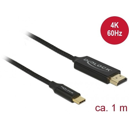 Delock coaxial USB-C -> HDMI 2.0 M/M video kábel 1m fekete DP Alt Mode