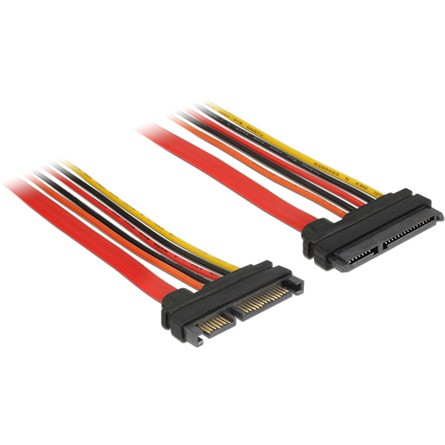 Delock Kábel - 84917 (SATA, 6 Gb/s, 22 tus csatlakozó > SATA 22 tus aljzat ,10 cm