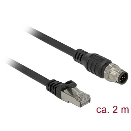 Delock RJ45 CAT5e S/FTP -> M12 M/M adatkábel 2m fekete