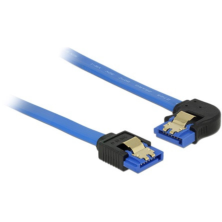 Delock SATA 3 F/F adatkábel 0.5m kék egyenes/90° bal