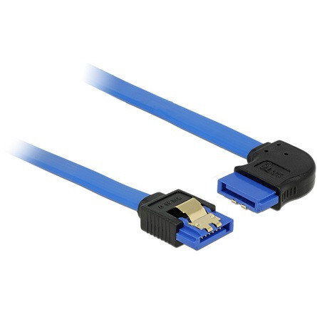 Delock SATA 3 F/F adatkábel 0.3m kék egyenes/90° jobb