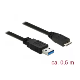   Delock Kábel - 85071 (USB3.0 A – USB3.0 Micro-B kábel, apa/apa, fekete, 0,5m)