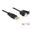 Delock Kivezetés - 85106 (1x USB-A > 1x USB2.0 szerelhető, apa/anya, Fekete, 1m )