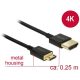 Delock HDMI Ethernet -> HDMI mini C M/M video jelkábel 0.25m fekete 4k 60Hz