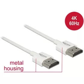   Delock HDMI 2.0 M/M video jelkábel 0.25m fehér slim premium
