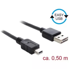   Delock Easy-USB A -> USB-B 2.0 mini M/M adatkábel 0.5m fekete