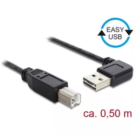   Delock Easy-USB A -> USB-B 2.0 M/M adatkábel 0.5m fekete 90°/egyenes