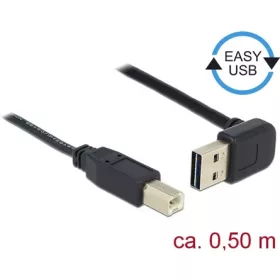   Delock Easy-USB A -> USB-B 2.0 M/M adatkábel 0.5m fekete 90°/egyenes
