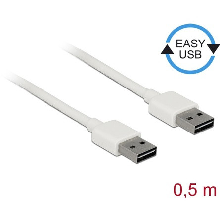 Delock Easy-USB A - Easy-USB M/M adatkábel 0.5m fehér