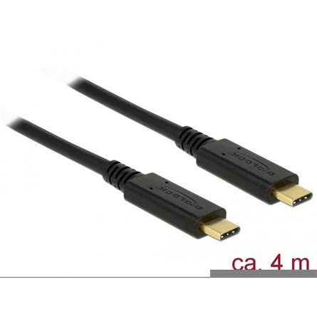 Delock USB-C -> USB-C M/M adatkábel 4m fekete PD 5A E-Marker
