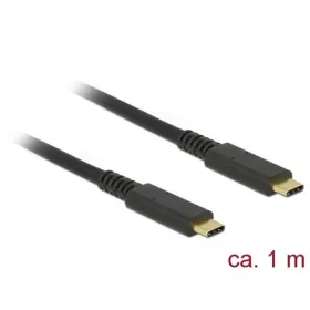   Delock USB-C 3.2 Gen2 -> USB-C 3.2 Gen2 M/M adatkábel 1m fekete PD 3A E-Marker coaxial