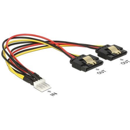 Delock Floppy Power -> 2db SATA Power 15pin M/F tápkábel 0.2m