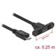 Delock USB-B 2.0 micro - USB-B 2.0 micro M/F adatkábel 0.25m fekete panel mount