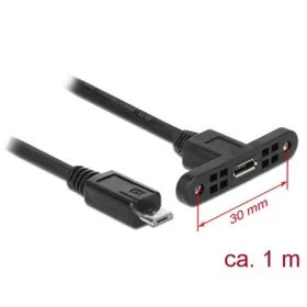   Delock USB-B 2.0 micro - USB-B 2.0 micro M/F adatkábel 1m fekete panel mount