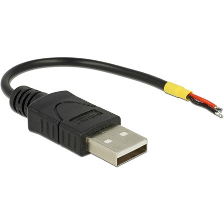 Delock Kábel USB 2.0 A-típusú csatlakozódugóval > 2 db nyitott vezetékkel, 10 cm Raspberry Pi