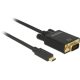 Delock ADA Delock 85261 USB C csatlakozó > VGA csatlakozó (DP váltakozó mód) Full HD 1080p fekete - 1 m
