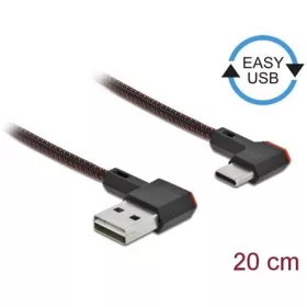   Delock Easy-USB A -> USB-C M/M adatkábel 0.2m fekete 90°/90° bal/jobb