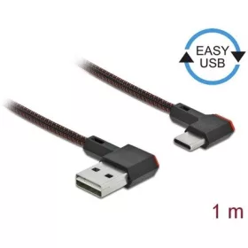   Delock Easy-USB A -> USB-C M/M adatkábel 1m fekete 90°/90° bal/jobb