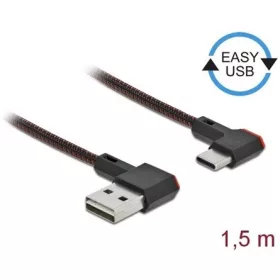   Delock Easy-USB A -> USB-C M/M adatkábel 1.5m fekete 90°/90° bal/jobb