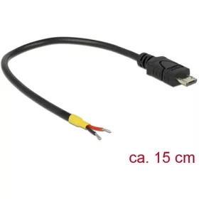   Delock USB-B 2.0 micro -> nyitott vezeték M/M tápkábel 0.15m fekete