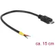 Delock USB-B 2.0 micro -> nyitott vezeték M/M tápkábel 0.15m fekete
