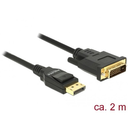 Delock KAB Delock 85313 Kábel Displayport 1.2 dugó > DVI 24+1 dugó passzív - 2 m - Fekete