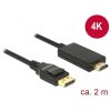 Delock Átalakító Kábel - 85317 (Displayport 1.2 -> HDMI, apa-apa, passzív, 4K, 2m)