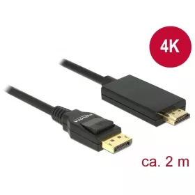  Delock Átalakító Kábel - 85317 (Displayport 1.2 -> HDMI, apa-apa, passzív, 4K, 2m)