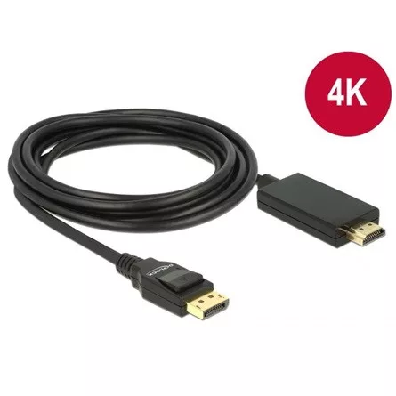 Delock ADA Delock  85318 Displayport 1.2 dugó HDMI-A dugó passzív 4K fekete - 3 m