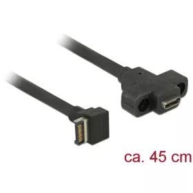   Delock USB-A 3.2 Gen2 -> USB-C M/F adatkábel 0.45m fekete panel mount