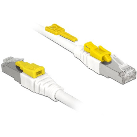 Delock RJ45 CAT6A UTP M/M adatkábel 0.5m fehér Secure