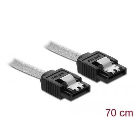Delock SATA3 -> SATA3 M/M adatkábel 0.7m átlátszó