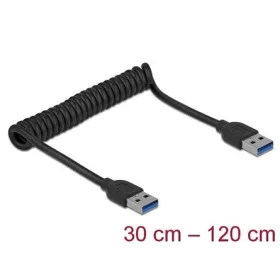   Delock USB-A 3.0 -> USB-A 3.0 M/M adatkábel 1.2m fekete csavart