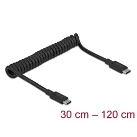   Delock USB-C 3.1 Gen2 -> USB-C 3.1 Gen2 M/M adatkábel 1.2m fekete csavart, PD 3 A E-Marker