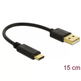   Delock 85354 USB-C -> USB-A 2.0 M/M töltőkábel 0.15m fekete