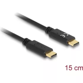   Delock USB-C -> USB-C M/M töltőkábel 0.15m fekete PD 5A E-Marker