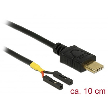 Delock USB-C -> Pinheader 2pin M/F tápkábel 0.1m fekete