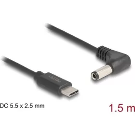   Delock USB Type-C  tápkábel - DC 5,5 x 2,5 mm méretű apa hajlított 1,5 m