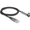 Delock USB-A 2.0 -> Lightning M/M adatkábel 1.5m fekete-szürke egyenes/90°