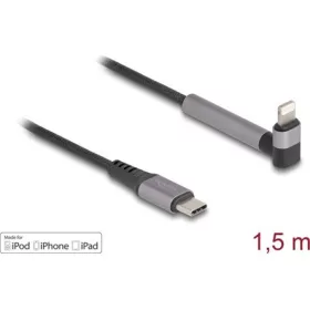   Delock USB-C 3.1 Gen1 -> Lightning M/M adatkábel 1.5m fekete-szürke egyenes/90°