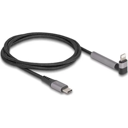 Delock USB-C 3.1 Gen1 -> Lightning M/M adatkábel 1.5m fekete-szürke egyenes/90°