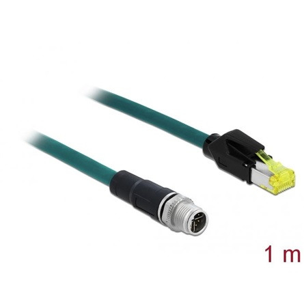 Delock M12 8pin X-code -> RJ45 Hirose M/M adatkábel 1m kék